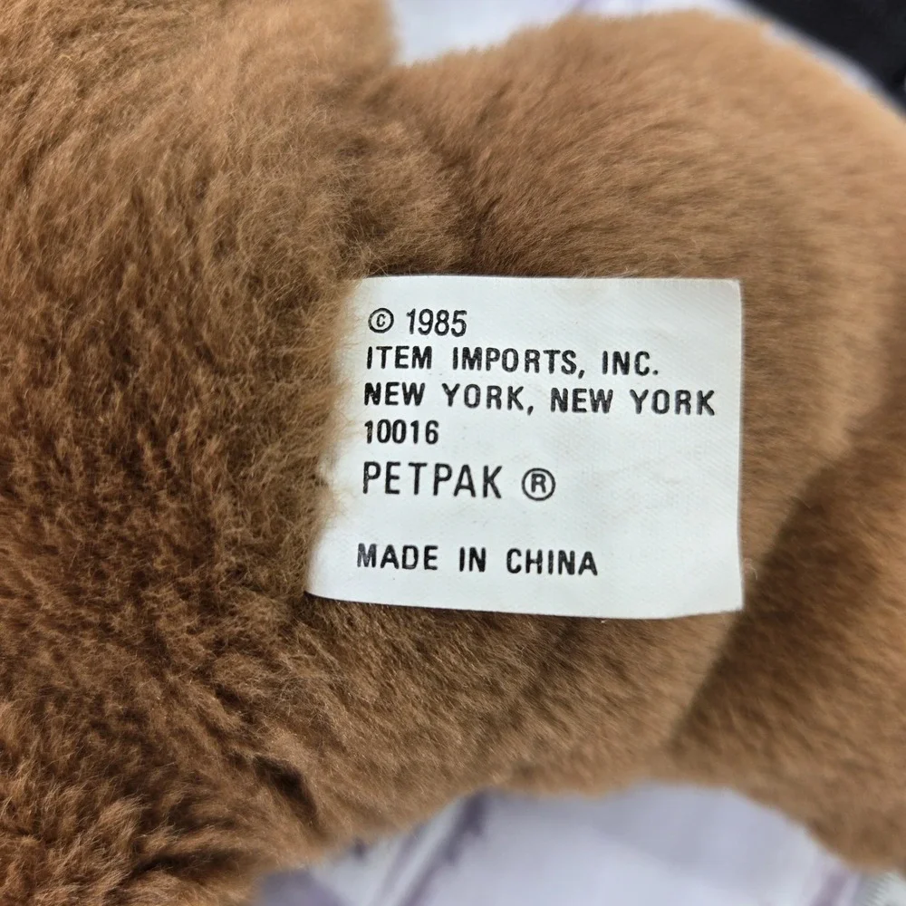Vintage 1985 PetPak Brown Bear Plush Backpack 23